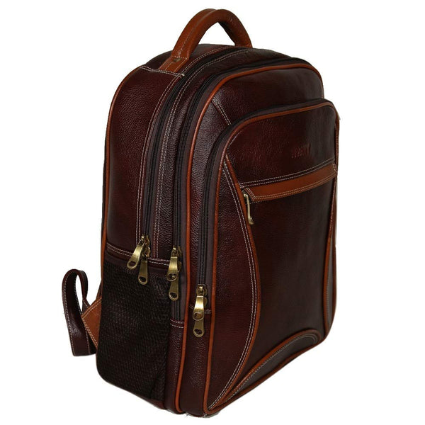 HYATT Leather Accessories 17 Inch Men's and Women's Leather Laptop Office Backpack Bag