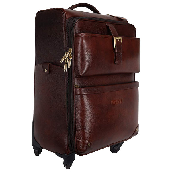 HYATT Leather Accessories 64 cm Softsided Check-in Trolley Capacity 52 litres 4 Wheel's Dimension : L=15, W=11, H=24 Inch Weight:3 kg / 3000 GR