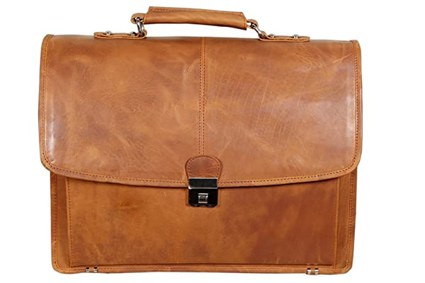 Hyatt Leather 15.6"Inch Laptop/Mac Book Shoulder Briefcase (MENS).