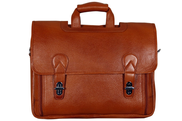 Hyatt 16" Inch Leather Laptop Briefcase (TAN)