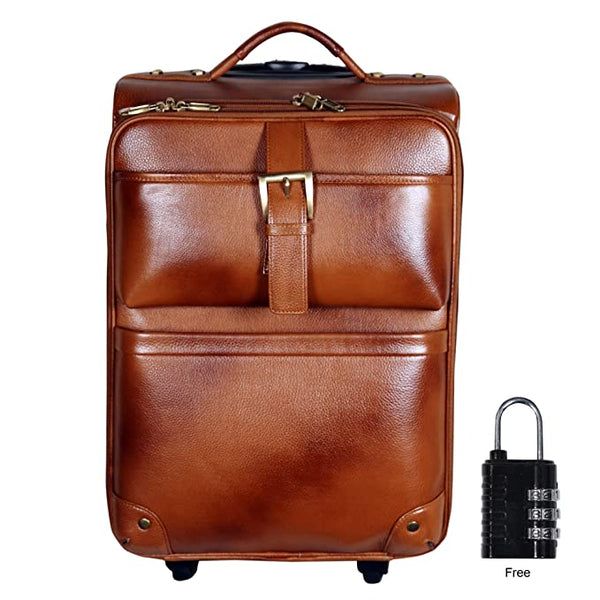 Leather Trolley Bag (HT02_Tan)